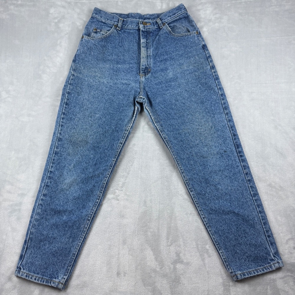 VTG 90's Lee High Waisted Mom‎ Jeans Medium Wash Tapered Leg 14 PET 100% Cotton